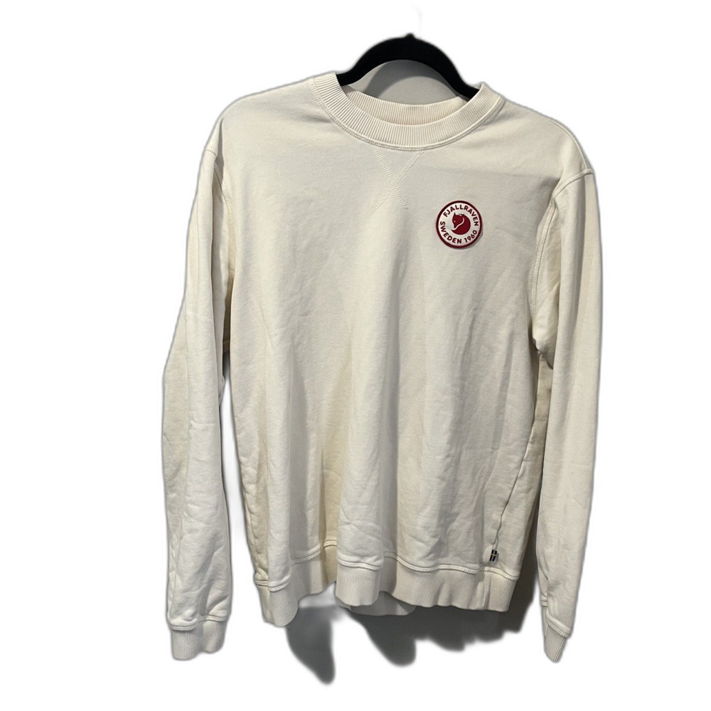 Fjallraven Men's Cream Crewneck Logo Patch Sweatshirt Size M